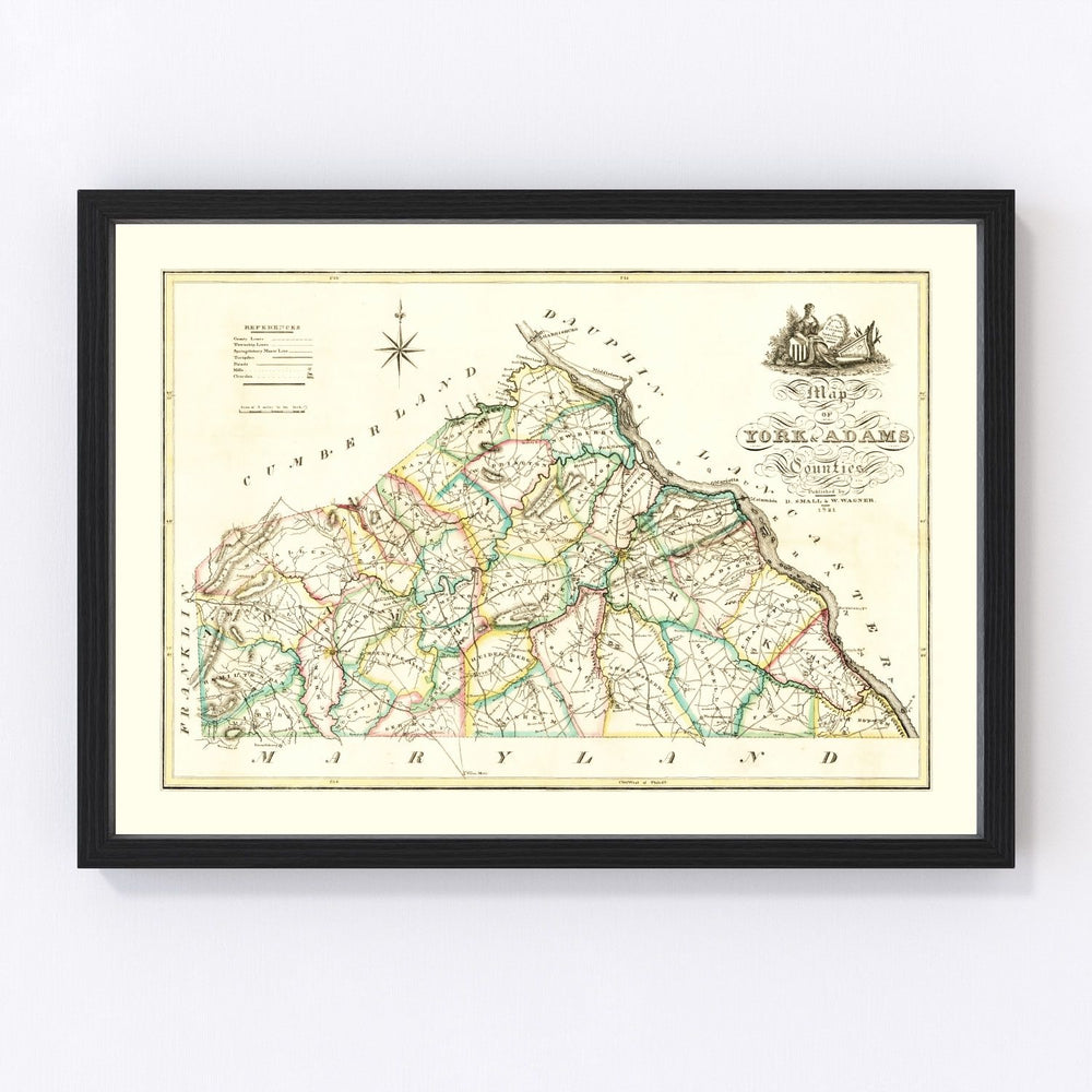 York County Vintage Map 1821