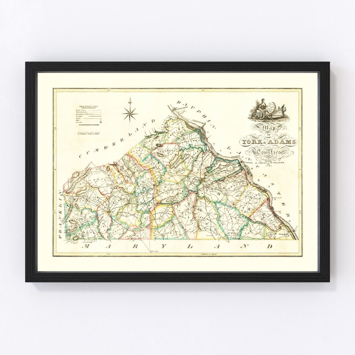 York County Vintage Map 1821