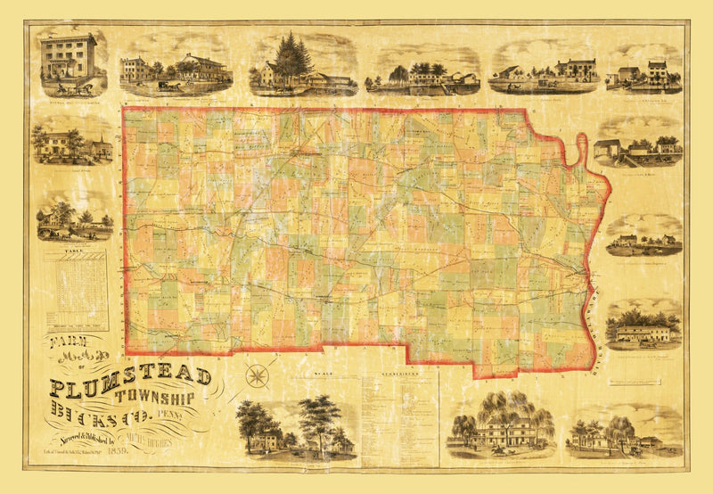Size comparison using Vintage Map of Bucks County, Pennsylvania 1859