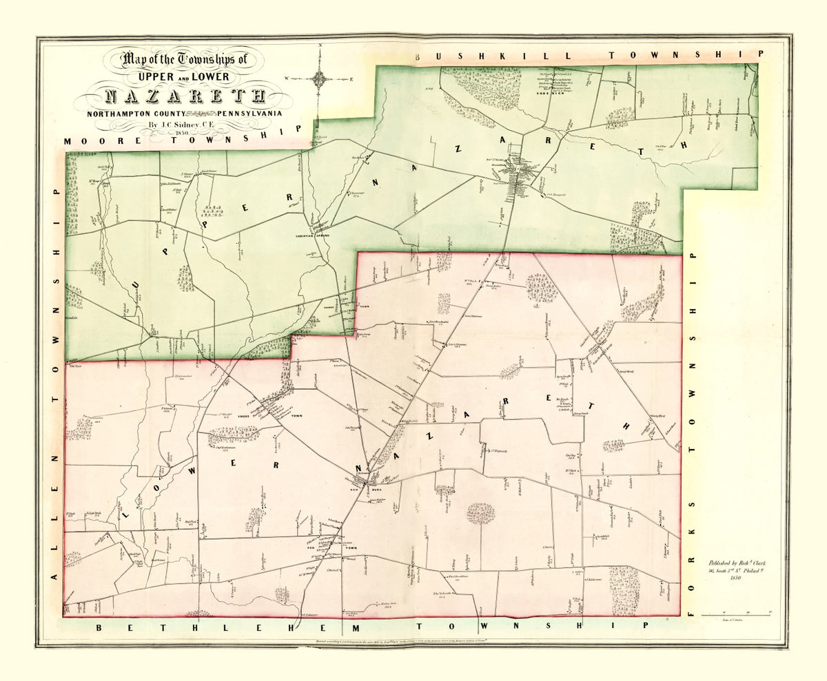 Preview of Vintage Map of Northampton County, Pennsylvania 1850