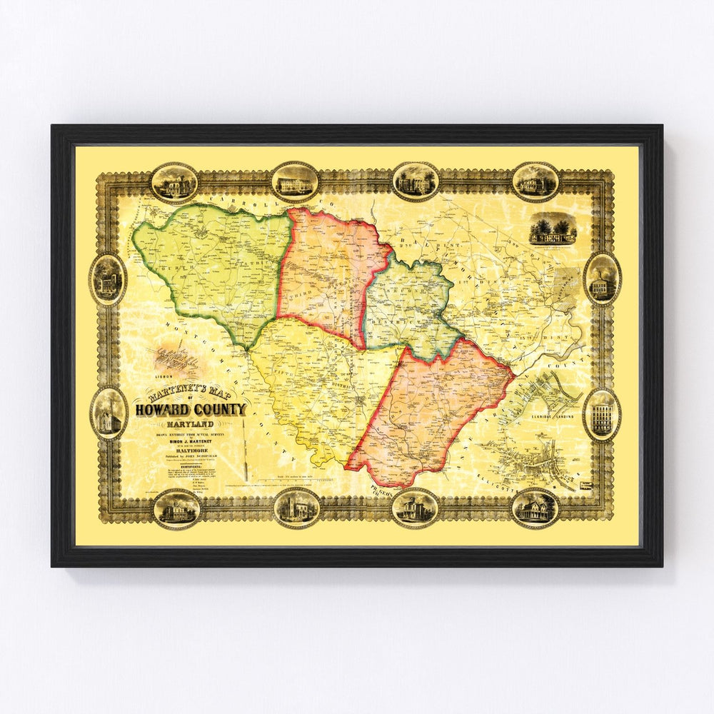 Howard County Vintage Map 1860