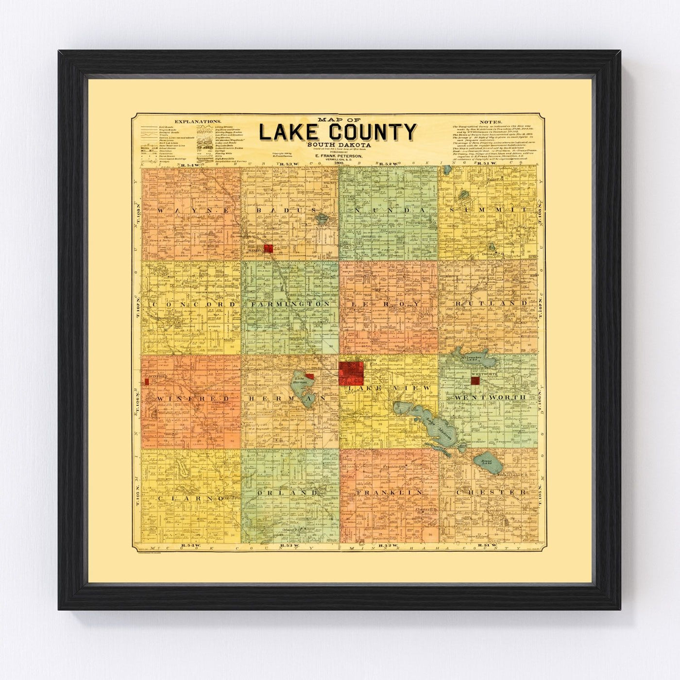 Lake County Vintage Map 1899
