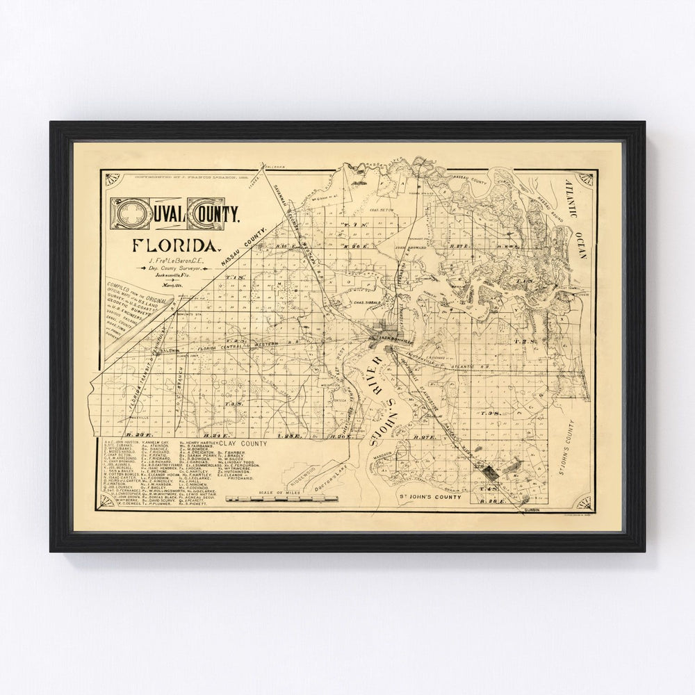 Duval County Vintage Map 1885