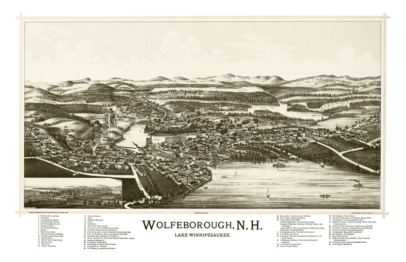 Size comparison using Vintage Map of Wolfeborough, New Hampshire 1889