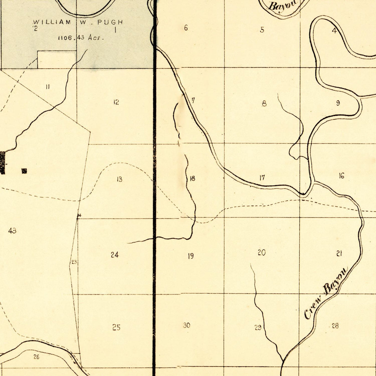 Restored historic details from the 1860 county map of Caldwell Parish, Louisiana