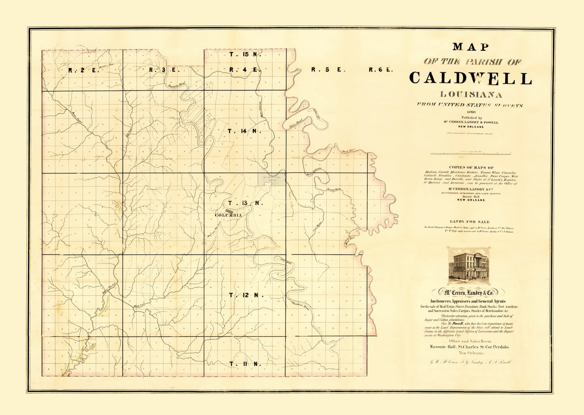 Preview of Vintage Map of Caldwell Parish, Louisiana 1860