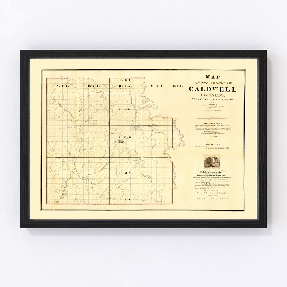 Caldwell Parish Vintage Map 1860