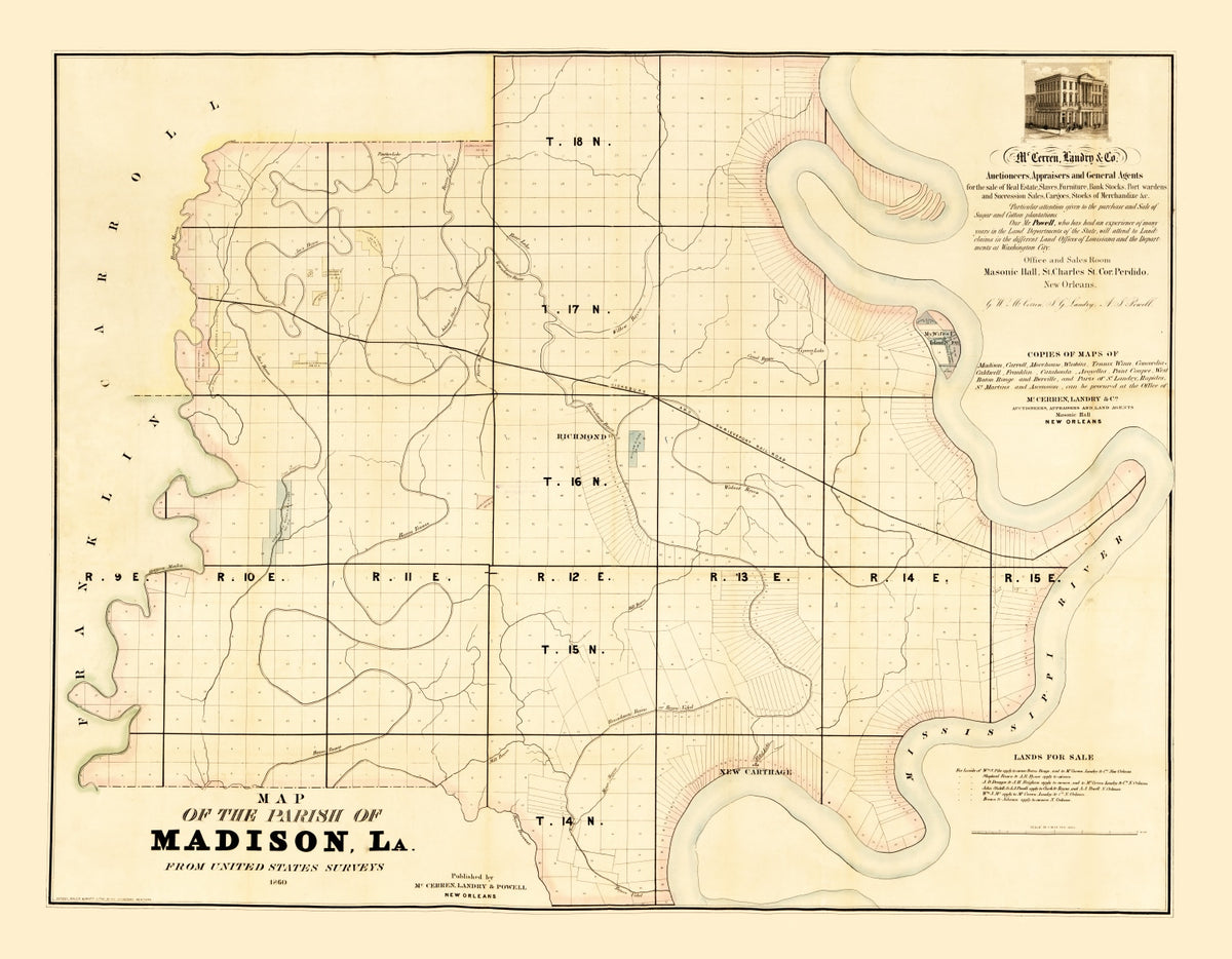 Preview of Vintage Map of Madison Parish, Louisiana 1860