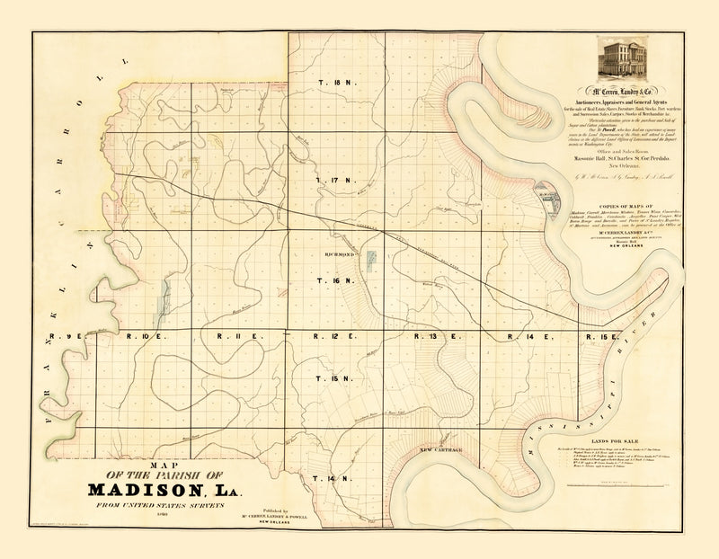 Size comparison using Vintage Map of Madison Parish, Louisiana 1860