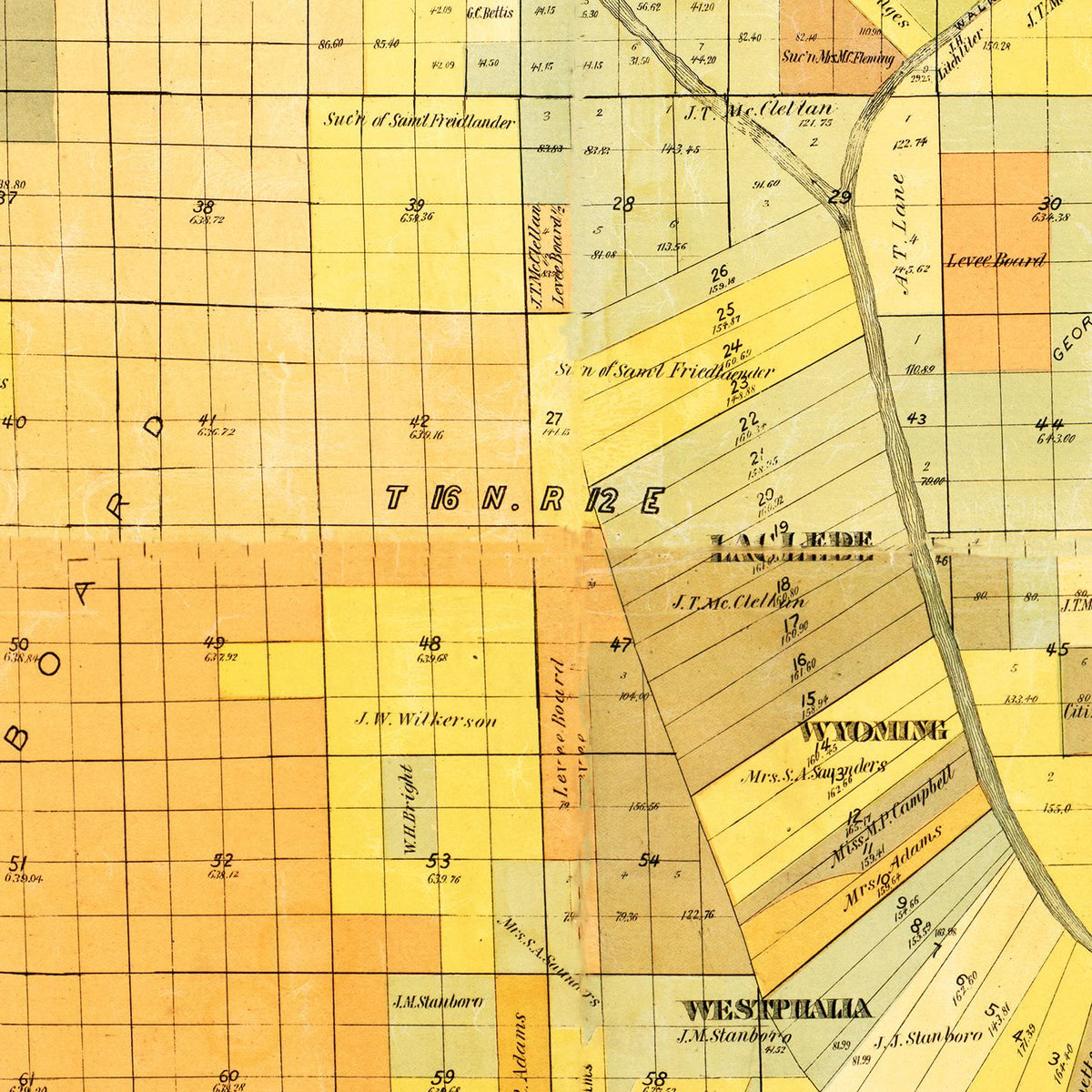 Restored historic details from the 1891 county map of Madison Parish, Louisiana