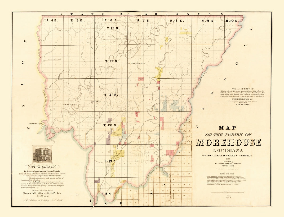 Preview of Vintage Map of Morehouse Parish, Louisiana 1860