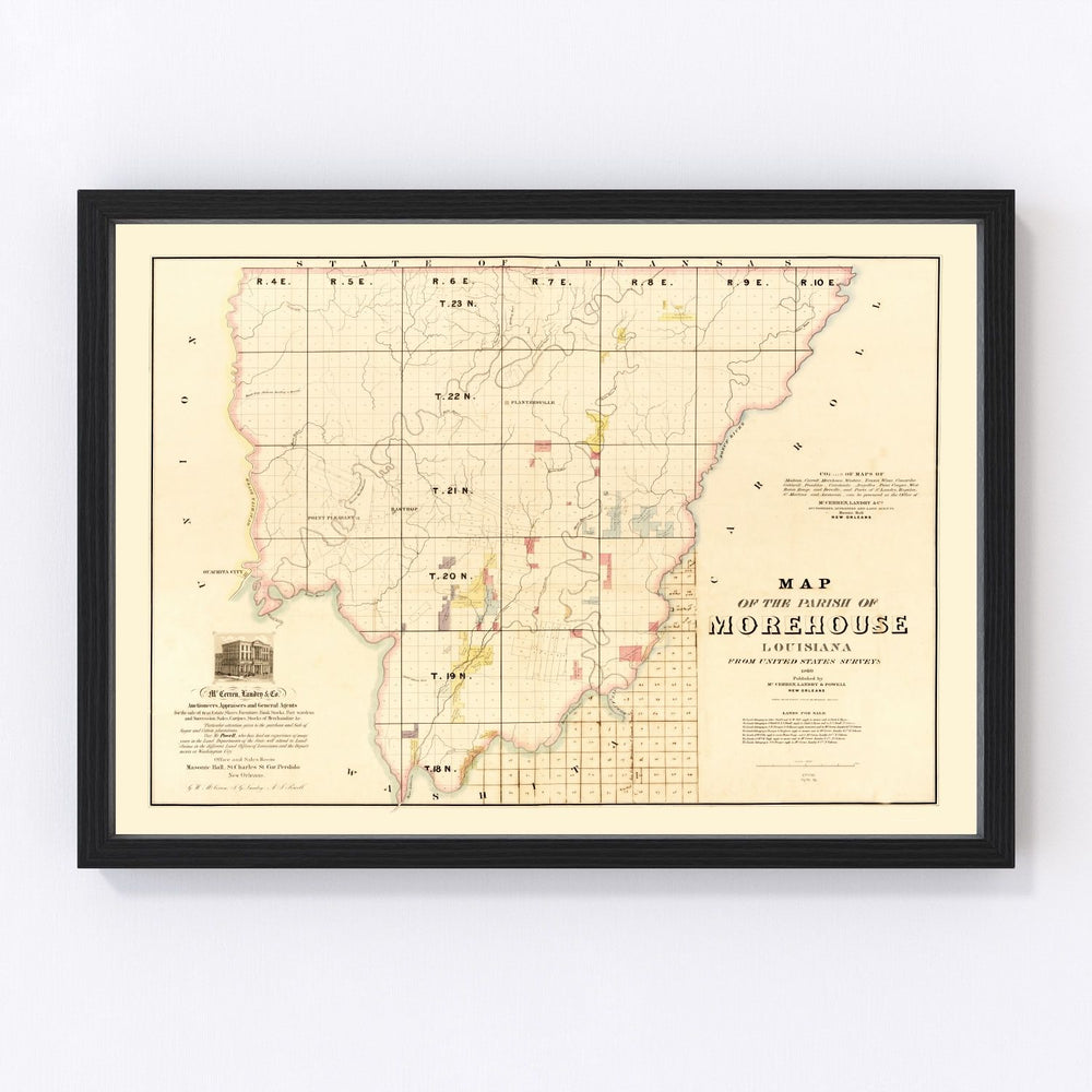 Morehouse Parish Vintage Map 1860