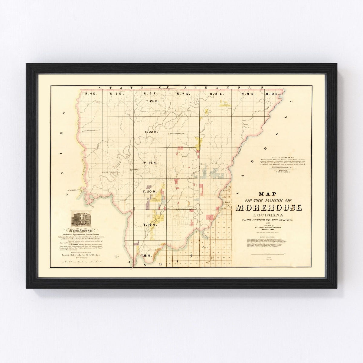 Morehouse Parish Vintage Map 1860