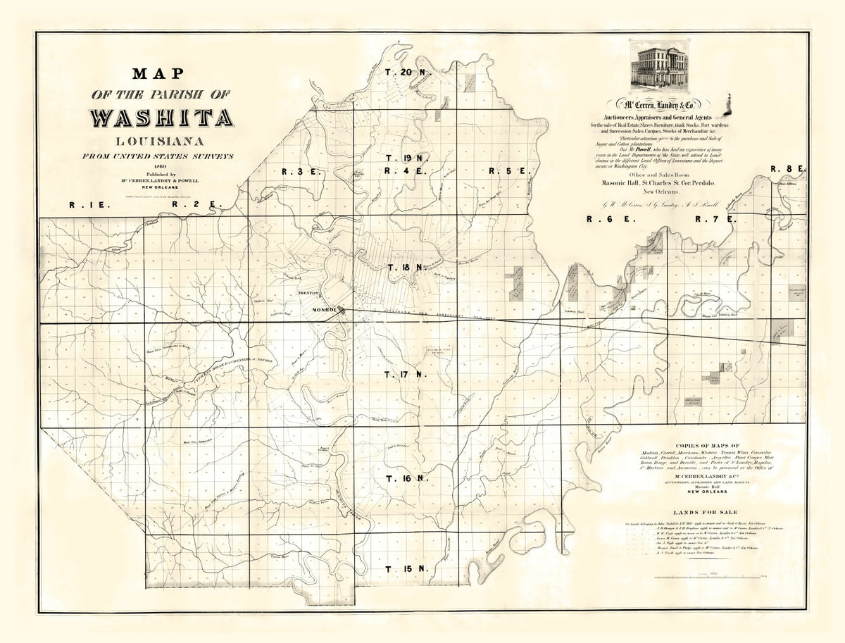 Preview of Vintage Map of Washita Parish, Louisiana 1860