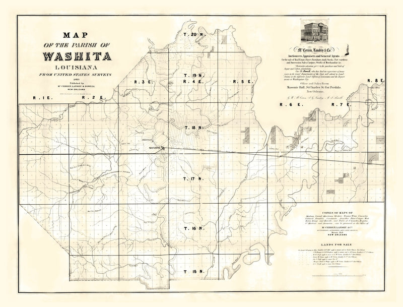 Size comparison using Vintage Map of Washita Parish, Louisiana 1860