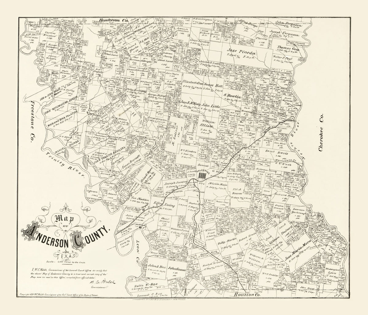 Preview of Vintage Map of Anderson County, Texas 1879