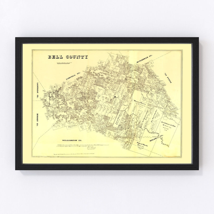Bell County Vintage Map 1879