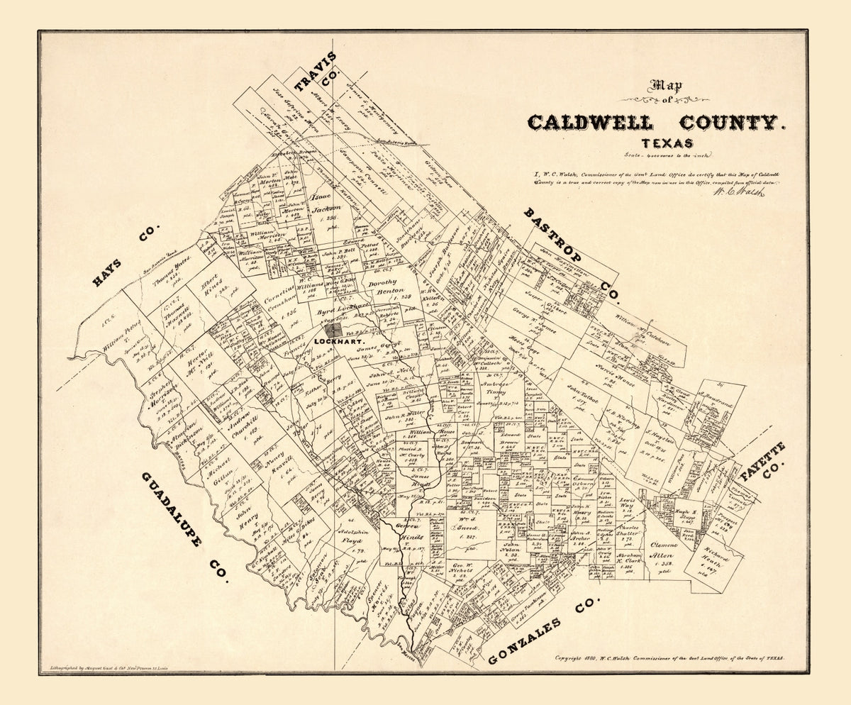 Preview of Vintage Map of Caldwell County, Texas 1880