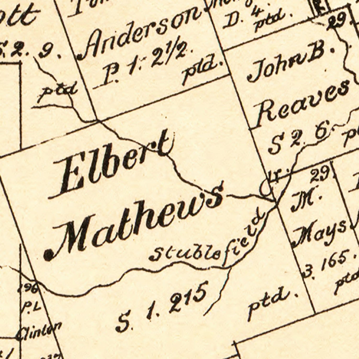Restored historic details from the 1879 county map of Camp County, Texas