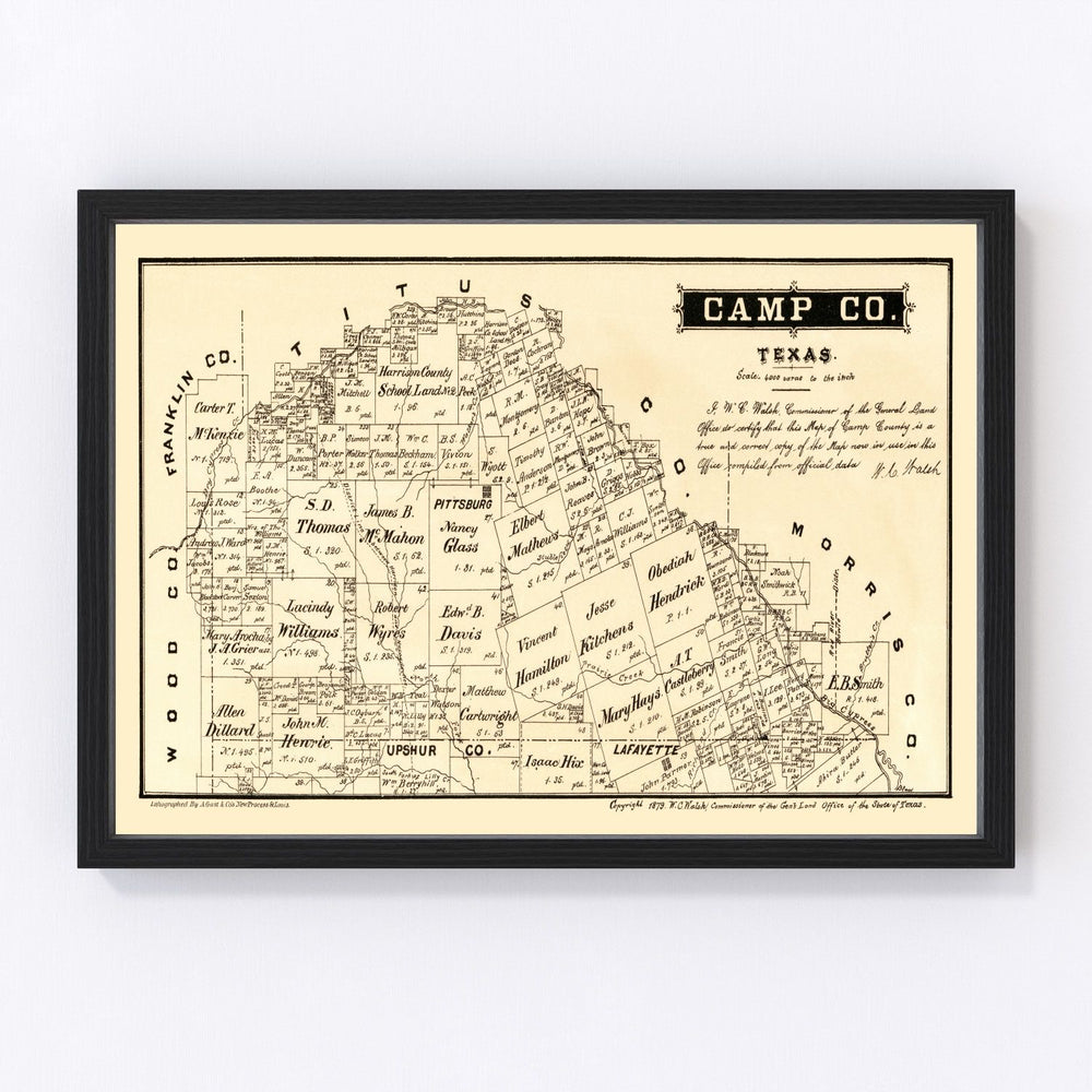 Camp County Vintage Map 1879
