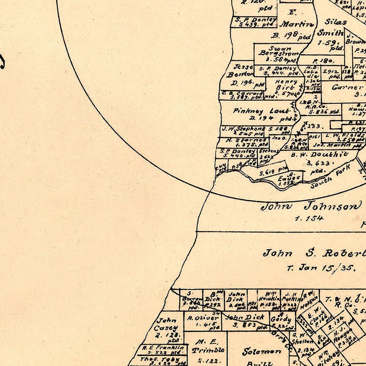 Restored historic details from the 1879 county map of Chambers County, Texas