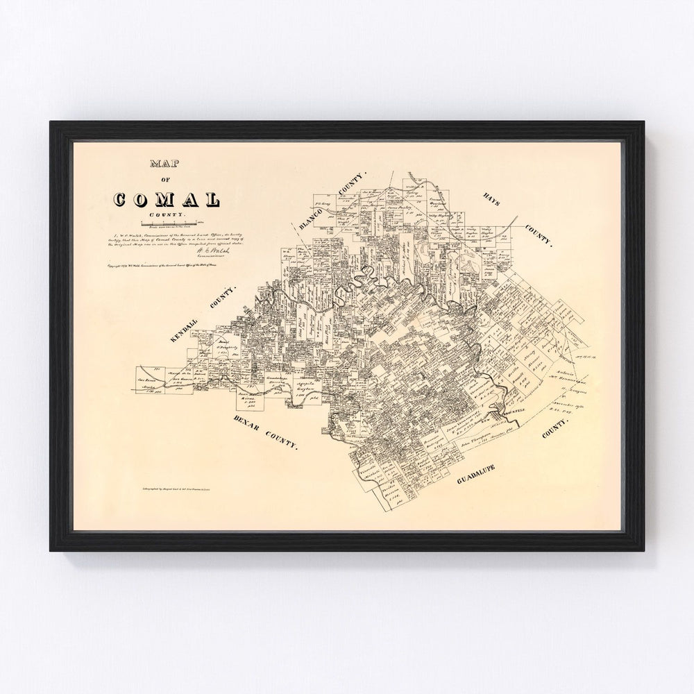 Comal County Vintage Map 1879