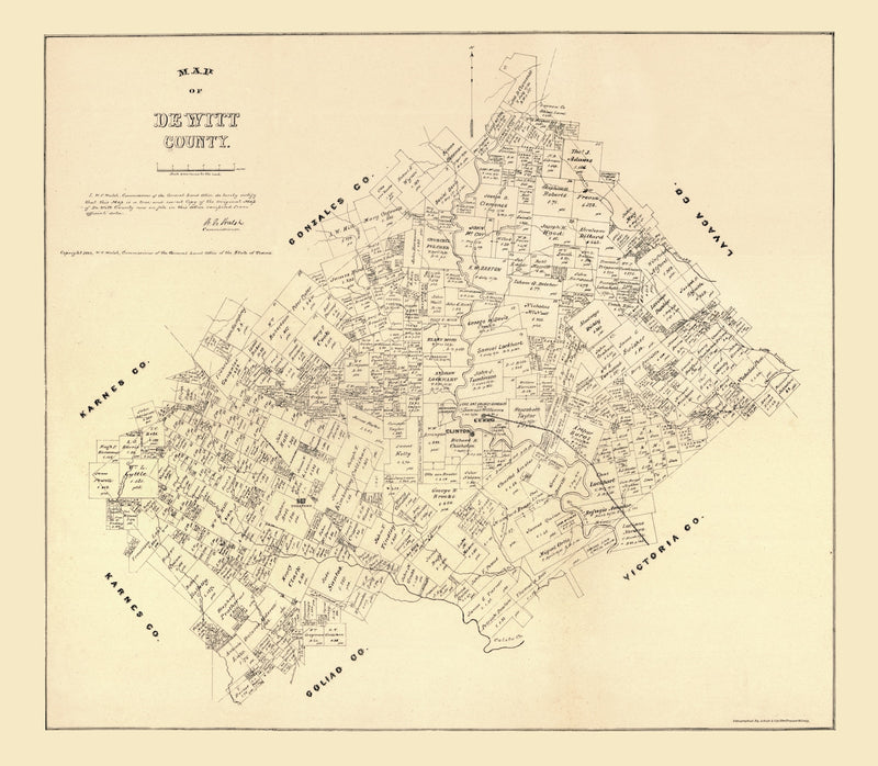 Size comparison using Vintage Map of De Witt County, Texas 1881