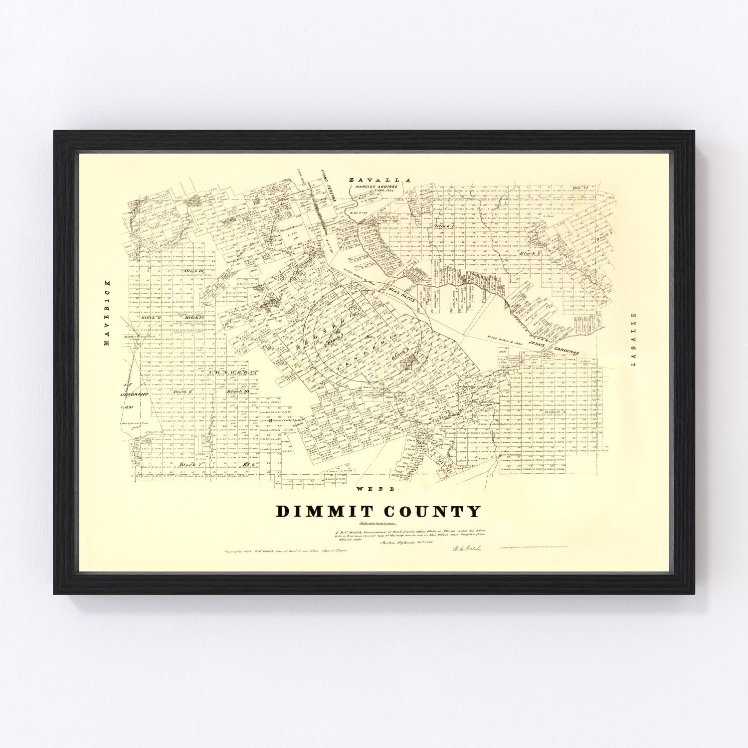 Vintage Map of Dimmit County, Texas 1879 by Ted's Vintage Art – Teds ...