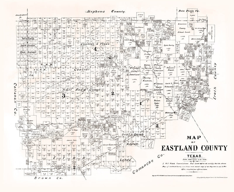 Size comparison using Vintage Map of Eastland County, Texas 1879