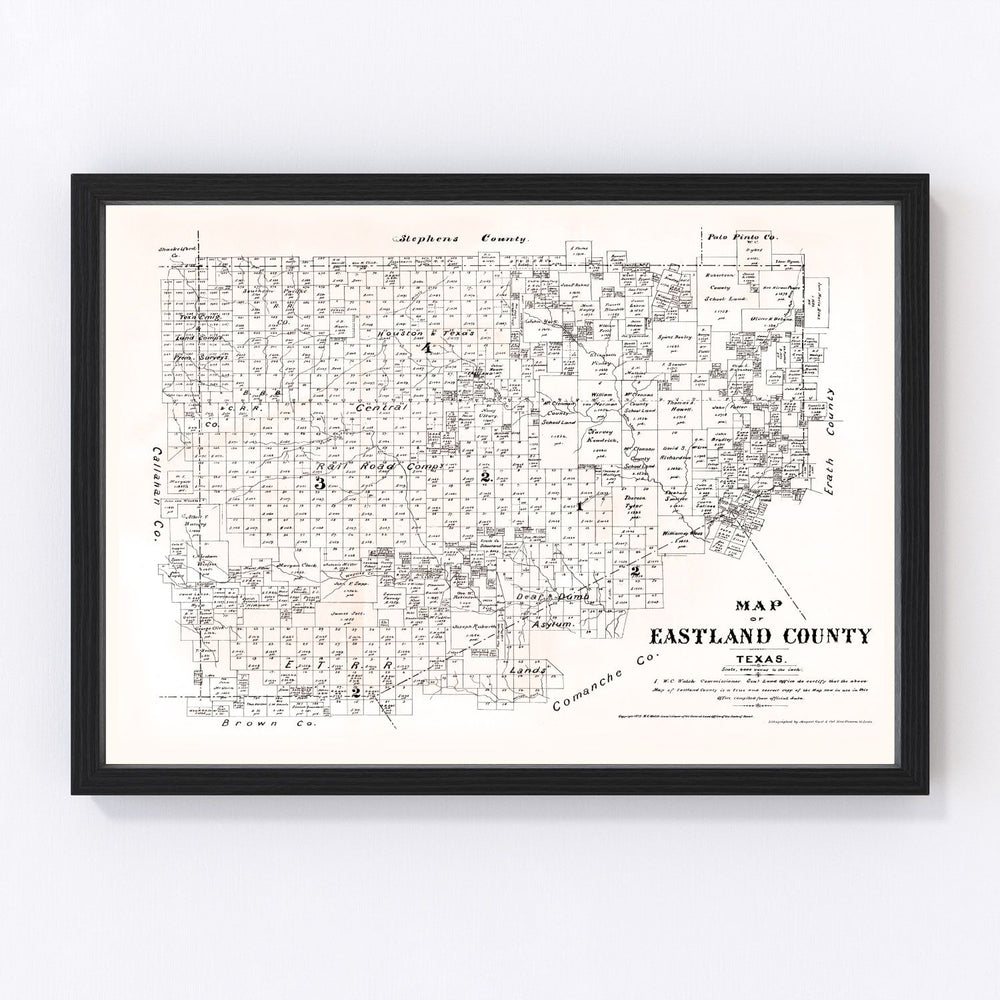 Eastland County Vintage Map 1879