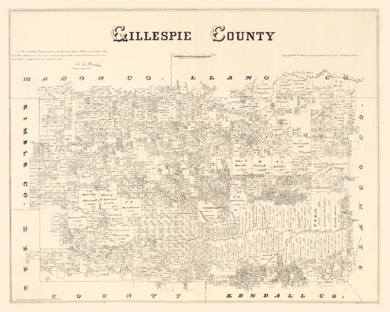 Size comparison using Vintage Map of Gillespie County, Texas 1879