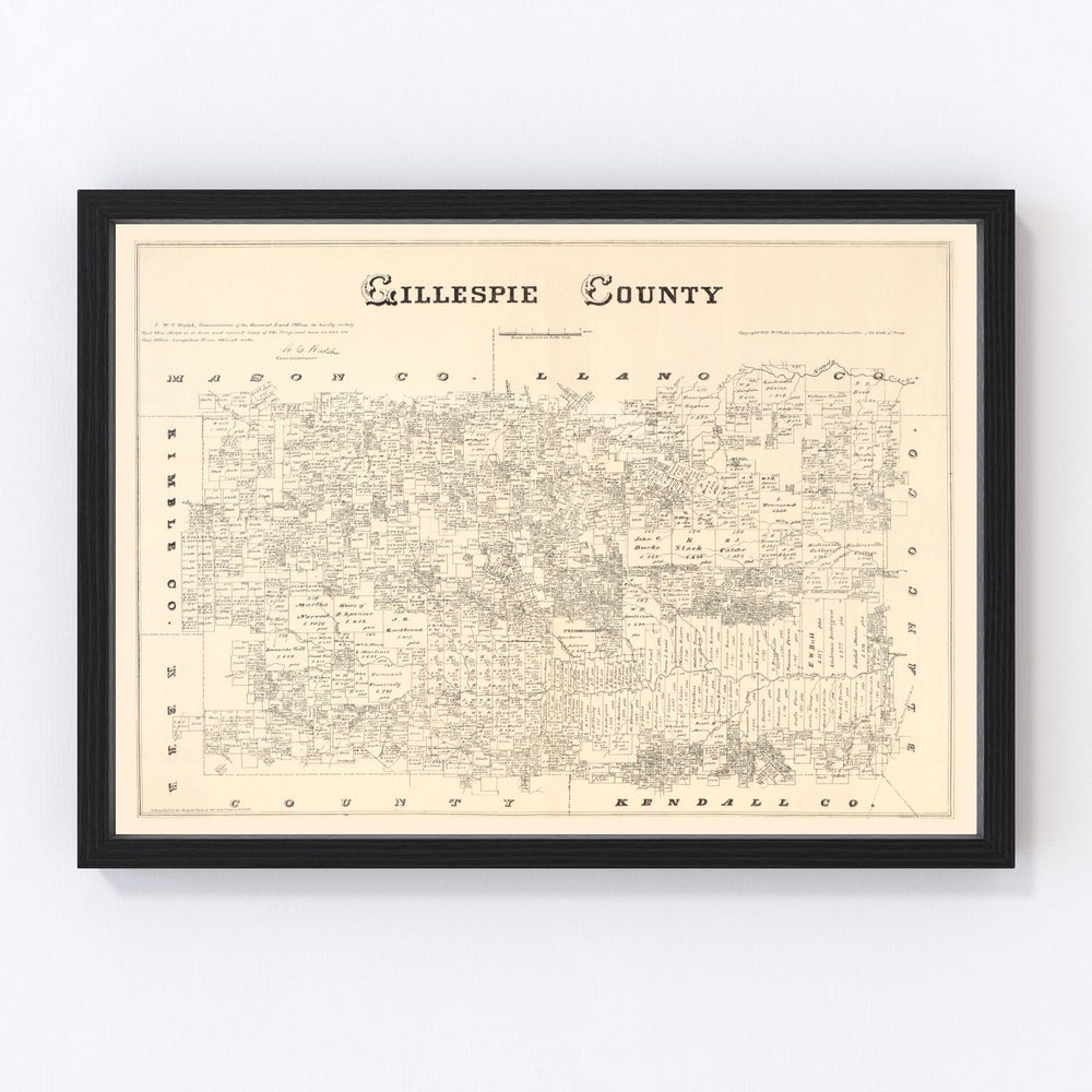 Gillespie County Vintage Map 1879