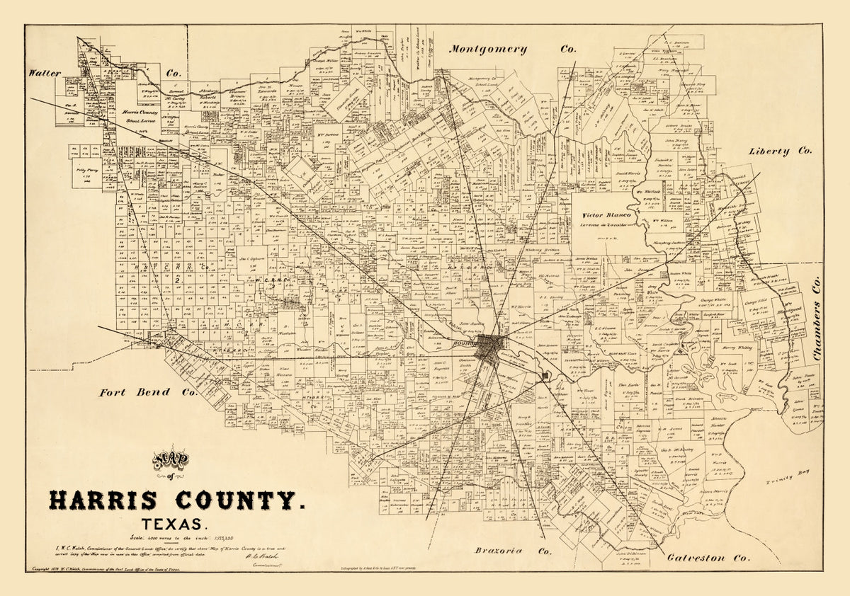 Preview of Vintage Map of Harris County, Texas 1879