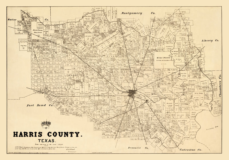 Size comparison using Vintage Map of Harris County, Texas 1879