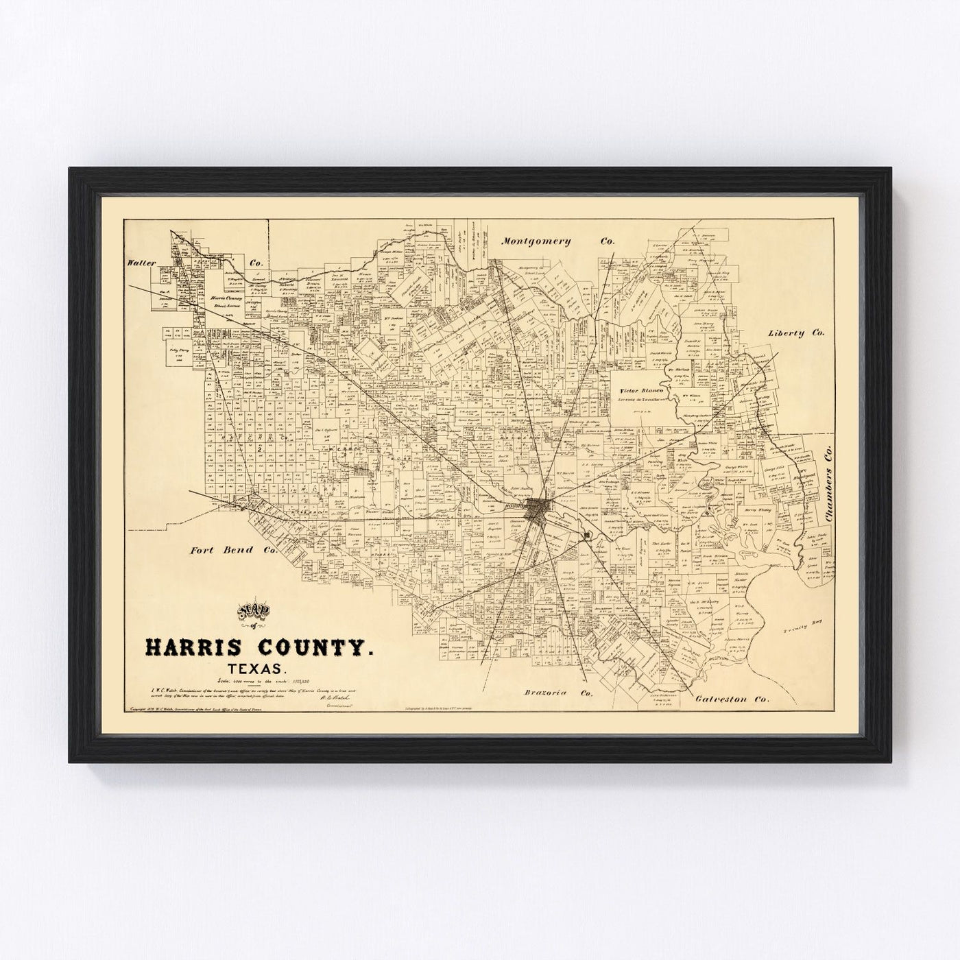 Harris County Vintage Map 1879