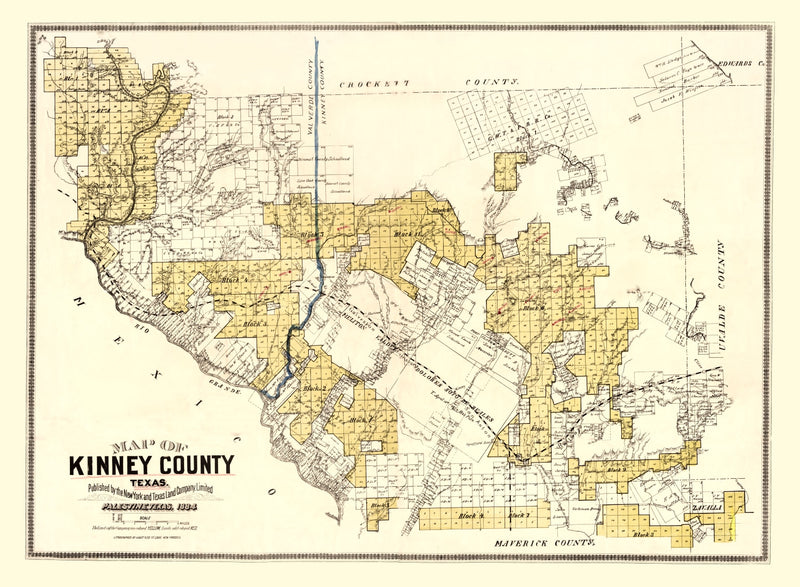 Size comparison using Vintage Map of Kinney County, Texas 1884