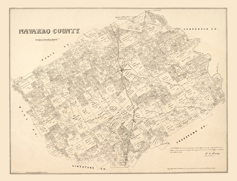Vintage Map of Navarro County, Texas 1880 print style example