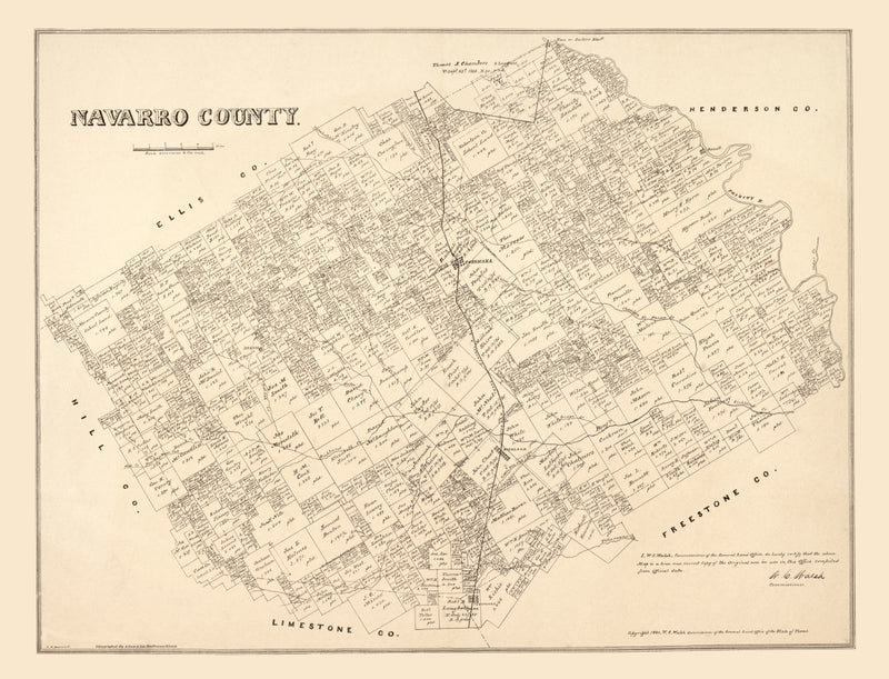 Size comparison using Vintage Map of Navarro County, Texas 1880