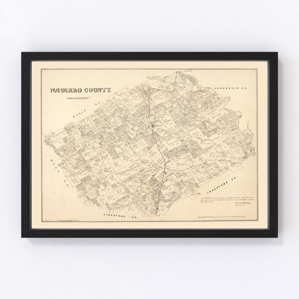 Navarro County Vintage Map 1880
