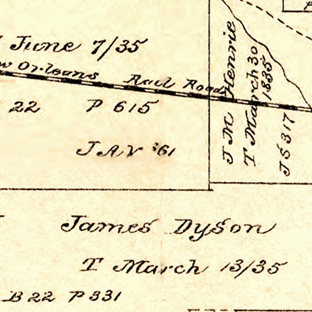 Restored historic details from the 1880 county map of Orange County, Texas
