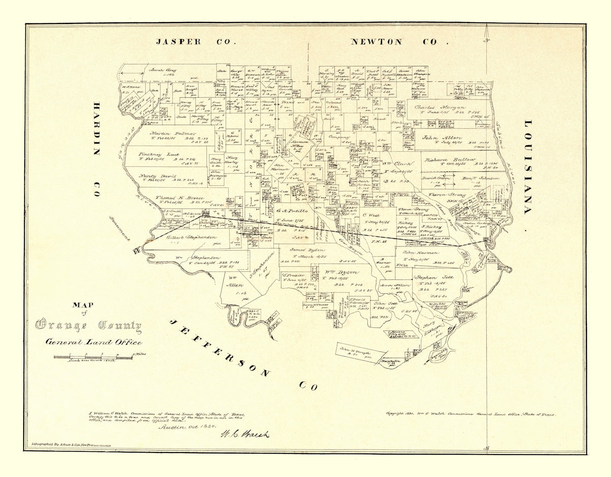 Preview of Vintage Map of Orange County, Texas 1880