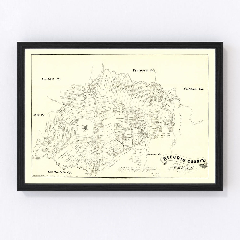 Refugio County Vintage Map 1879