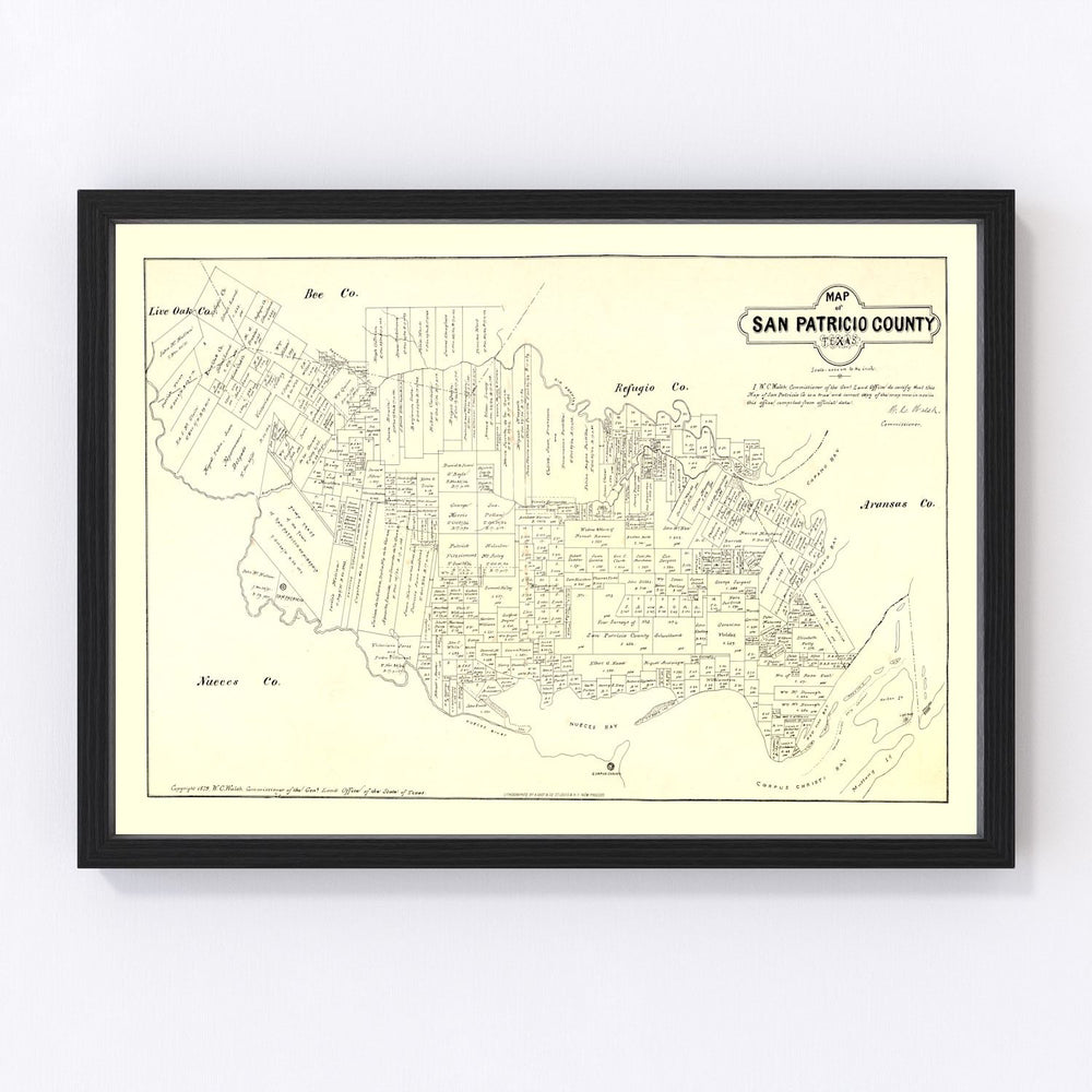 San Patricio County Vintage Map 1879