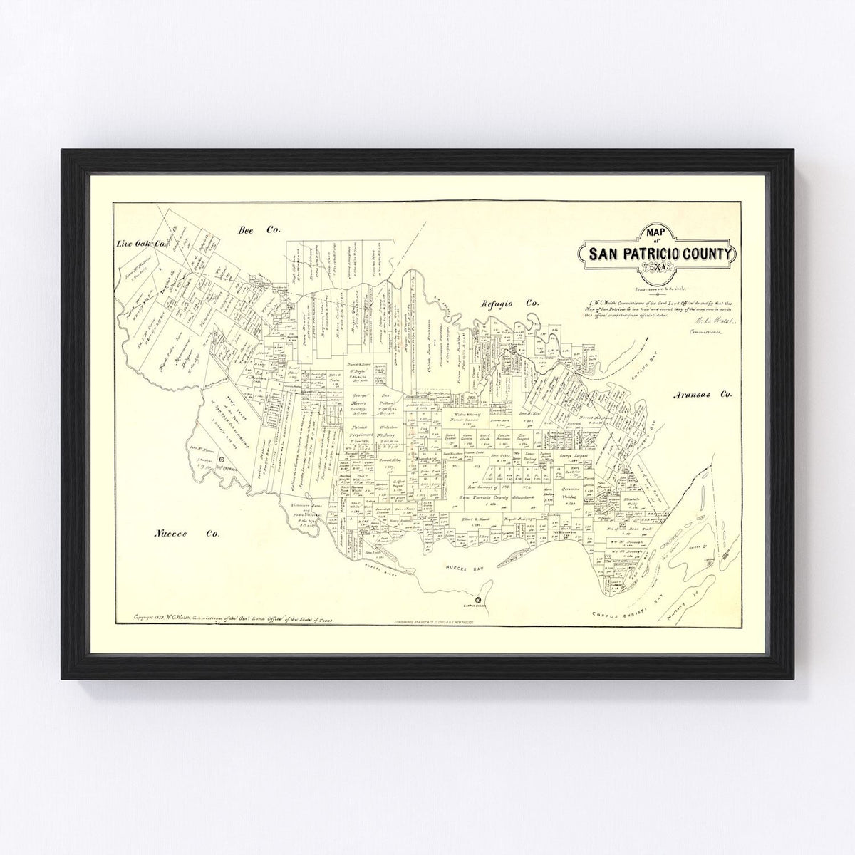 San Patricio County Vintage Map 1879