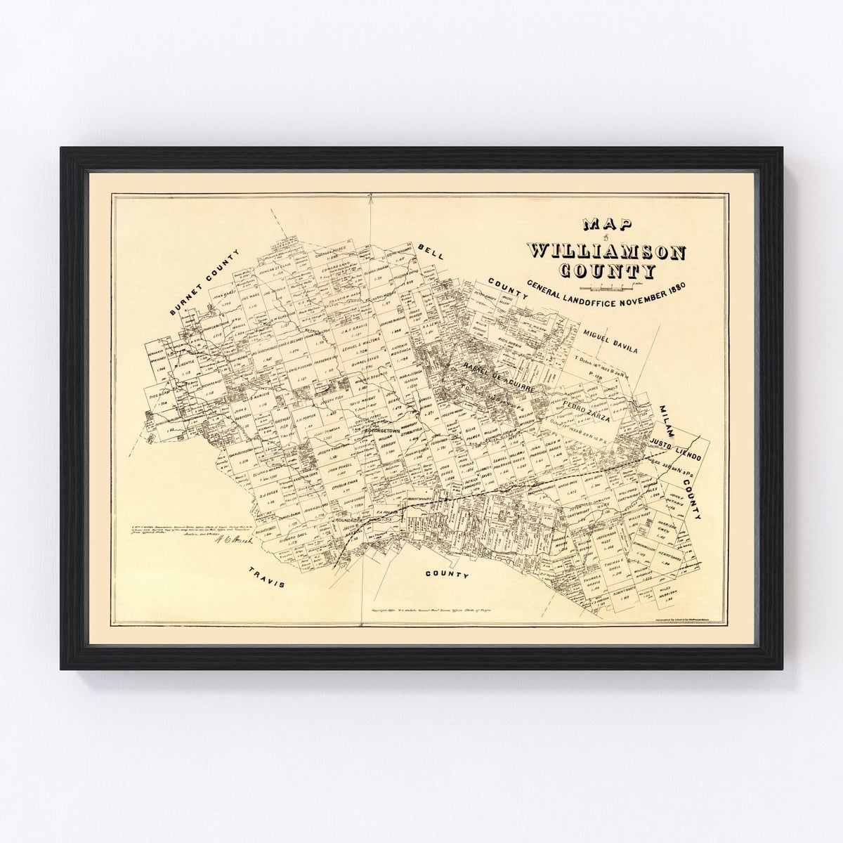 Williamson County Vintage Map 1880