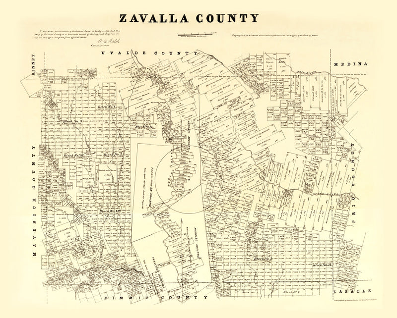 Size comparison using Vintage Map of Zavalla County, Texas 1879