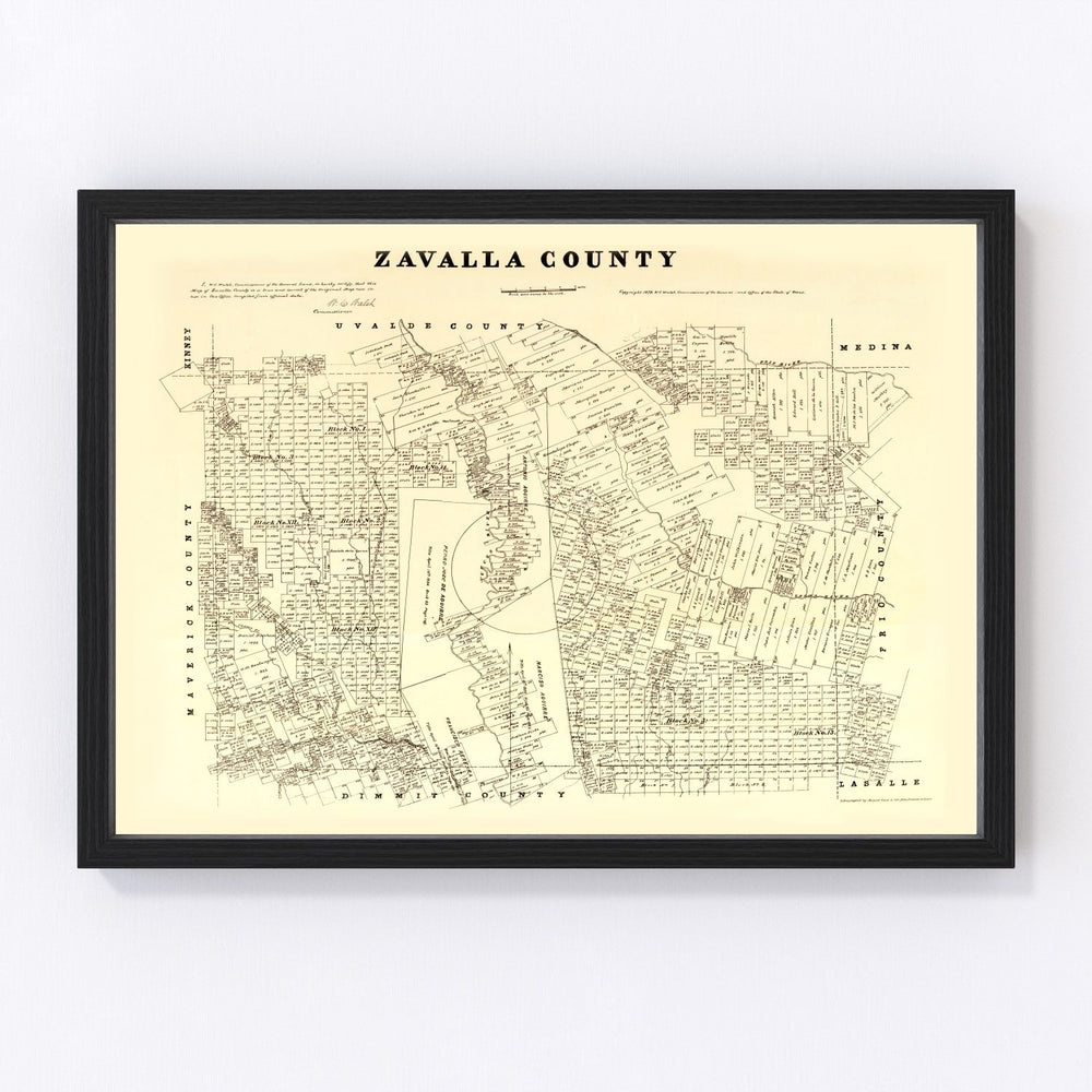 Zavalla County Vintage Map 1879