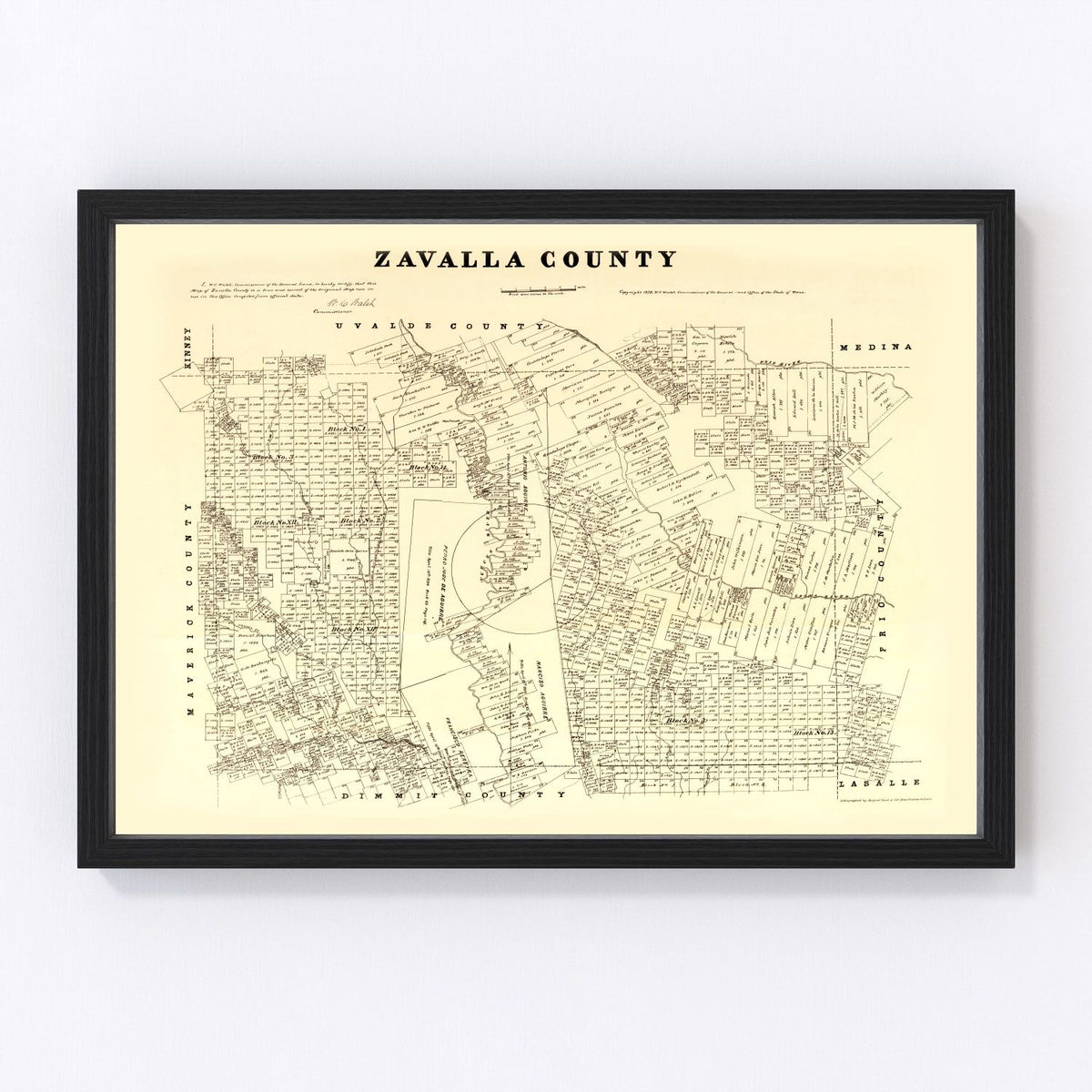 Zavalla County Vintage Map 1879