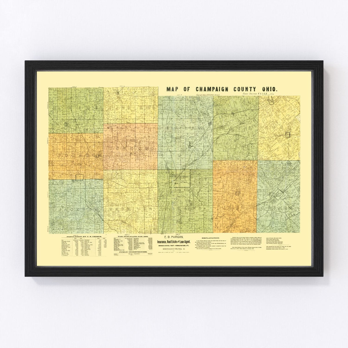 Champaign County Vintage Map 1894
