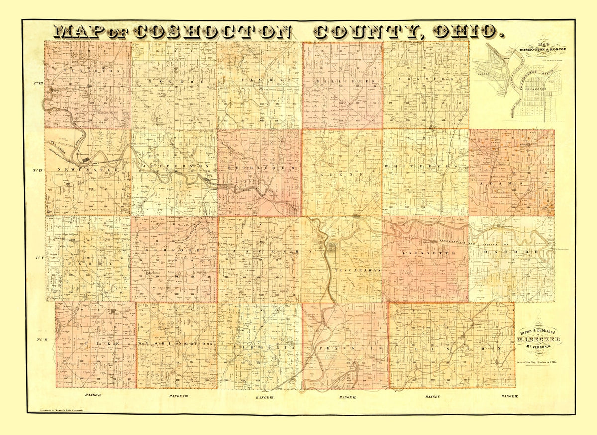 Preview of Vintage Map of Coshocton County, Ohio 1850